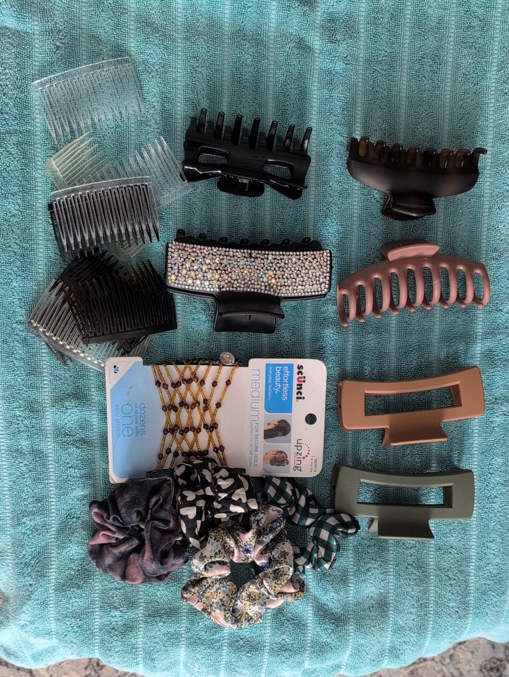 Assorted Hair Clip Set with Black Rhinestone Jaw Clip